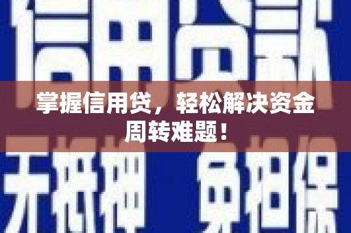 鼎湖掌握信用贷，轻松解决资金周转难题！